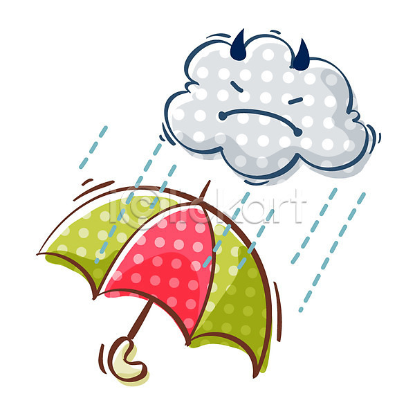 사람없음 EPS 아이콘 큐티아이콘 구름(자연) 날씨 먹구름 비(날씨) 빗방울 우산 자연 자연요소 캐릭터