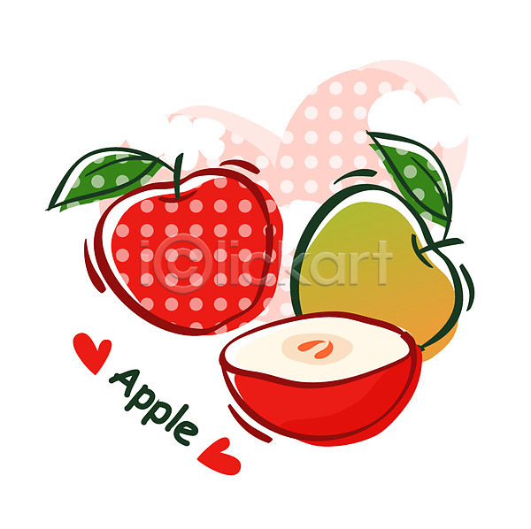 사람없음 EPS 아이콘 큐티아이콘 과일 농작물 사과(과일) 식물 음식