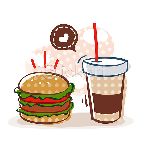 사람없음 EPS 아이콘 큐티아이콘 빨대 음료 음식 커피 컵 콜라 패스트푸드 햄버거