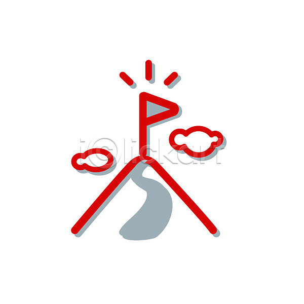 사람없음 EPS 심플아이콘 아이콘 등산로 빨간색 산 정상 컬러 풍경(경치) 픽토그램