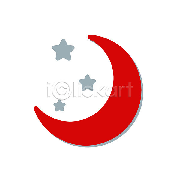 사람없음 EPS 심플아이콘 아이콘 달 별 빨간색 자연요소 초승달 컬러 픽토그램 행성