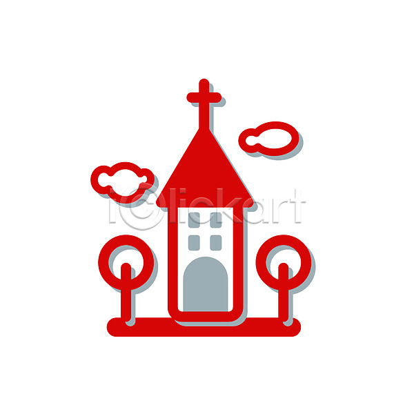 사람없음 EPS 심플아이콘 아이콘 건물 건축 교회 기독교 빨간색 시설물 종교시설 컬러 픽토그램 현대건축