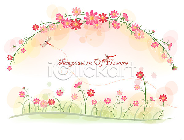 사람없음 EPS 일러스트 템플릿 꽃 꽃백그라운드 백그라운드 식물 자연 잠자리 코스모스(꽃)