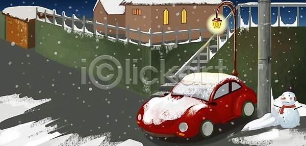 사람없음 PSD 일러스트 가로등 겨울 겨울배경 계절 공공시설 눈(날씨) 눈사람 마을 백그라운드 빛 사계절 야간 야외 자동차 자연 주택 풍경(경치)