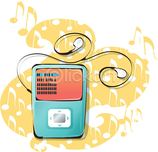 사람없음 EPS 아이콘 MP3 오브젝트 음악 음향기기 전자제품
