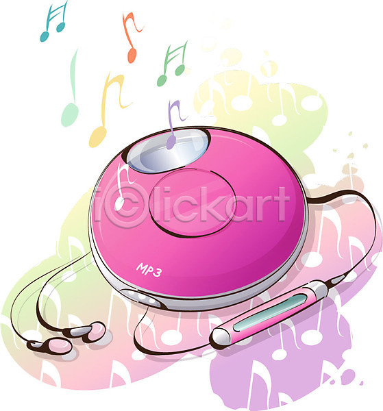 사람없음 EPS 아이콘 CD플레이어 MP3 시디플레이어 오브젝트 음향기기 이어폰 전자제품