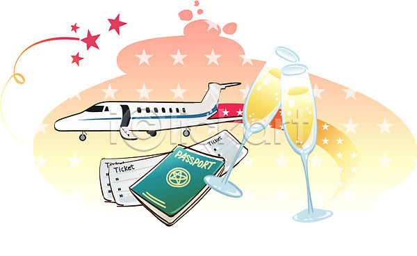 사람없음 EPS 아이콘 바캉스 비행기 샴페인 여권 여름휴가 여행 잔 제트기 티켓 항공교통 휴가