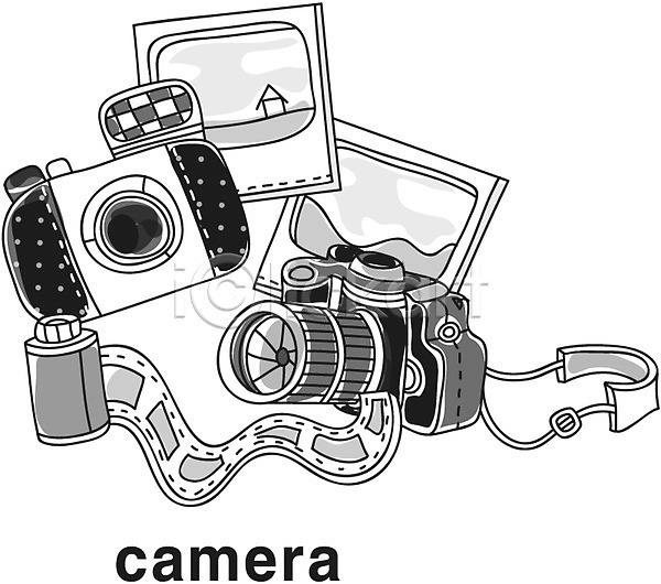 사람없음 EPS 라인아이콘 아이콘 흑백 DSLR 가전제품 단어 디지털 영어 영어교육 전자 전자제품 카메라 폴라로이드 필름 필름카메라