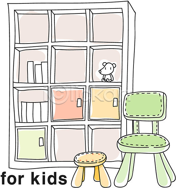 사람없음 어린이 어린이만 EPS 라인아이콘 아이콘 가구 단어 서랍장 영어 영어교육 유아용 의자 인형 책장