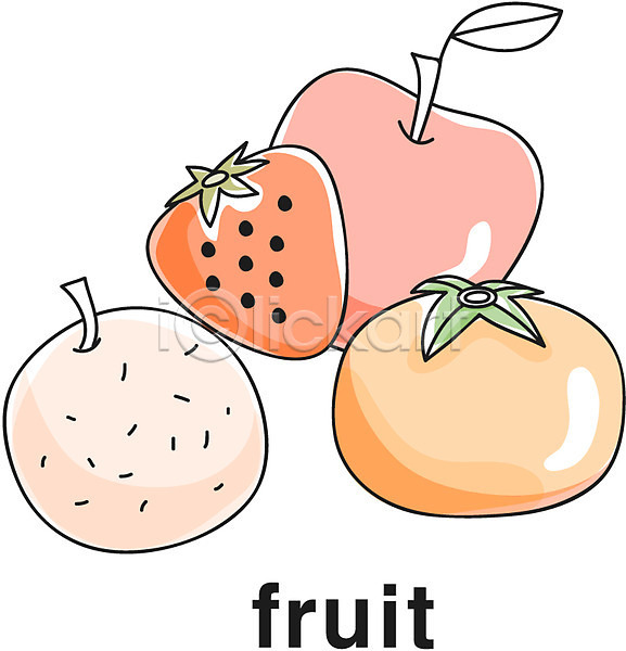 사람없음 EPS 라인아이콘 아이콘 감 과일 귤 농작물 단어 딸기 배(과일) 사과(과일) 식물 영어 영어교육 음식