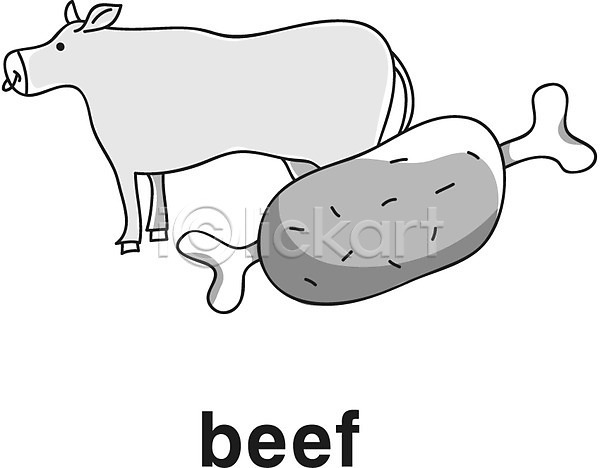 사람없음 EPS 라인아이콘 아이콘 흑백 갈비 단어 동물 소 소고기 식재료 영어 영어교육 육류 음식 축산물