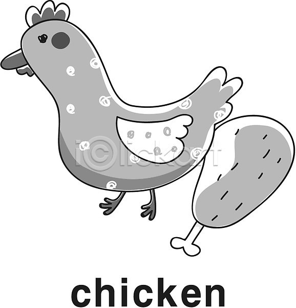 사람없음 EPS 라인아이콘 아이콘 흑백 단어 닭 닭고기 닭다리 동물 식재료 영어 영어교육 육류 음식 축산물 치킨 통닭