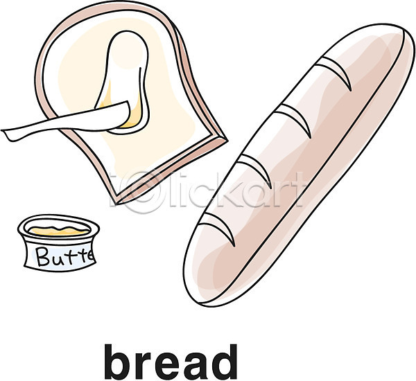 사람없음 EPS 라인아이콘 아이콘 단어 디저트 바게트 버터 빵 식빵 영어 영어교육 음식 제과 제빵