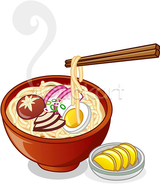 사람없음 EPS 아이콘 큐티아이콘 하이앵글 단무지 면 면류 우동 음식 일본음식 젓가락