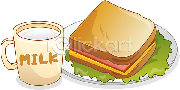 사람없음 EPS 아이콘 큐티아이콘 하이앵글 샌드위치 서양음식 식사 우유 음료 음식 토스트