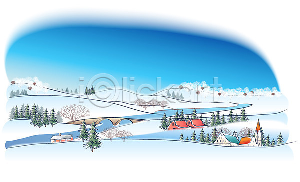 사람없음 EPS 일러스트 겨울 겨울배경 계절 다리(건축물) 마을 백그라운드 사계절 산 설경 야외 자연 주간 주택 풍경(경치) 하늘