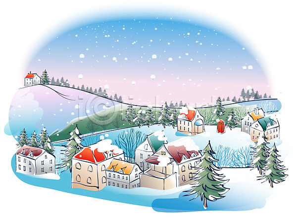 사람없음 EPS 일러스트 하이앵글 겨울 겨울배경 계절 나무 날씨 눈(날씨) 마을 백그라운드 사계절 설경 야외 자연 주택 풍경(경치)