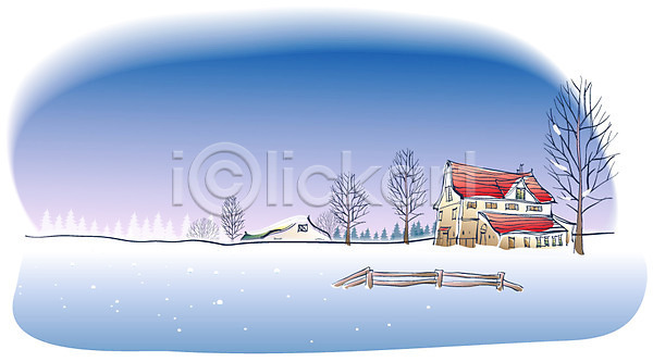 사람없음 EPS 일러스트 겨울 겨울배경 계절 나무 마을 백그라운드 사계절 설경 야외 울타리 자연 주택 풍경(경치)