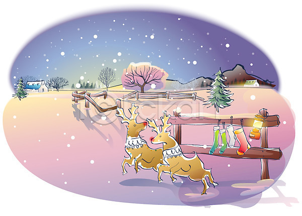 사람없음 EPS 일러스트 겨울 겨울배경 계절 나무 날씨 눈(날씨) 루돌프 마을 백그라운드 사계절 설경 야간 야외 양말 울타리 자연 크리스마스 풍경(경치)