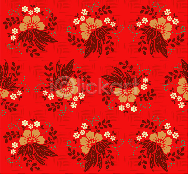 사람없음 EPS 일러스트 꽃 무늬 백그라운드 빨간색 식물 잎 전통문양 컬러 패턴 한국 한국문화 한국전통