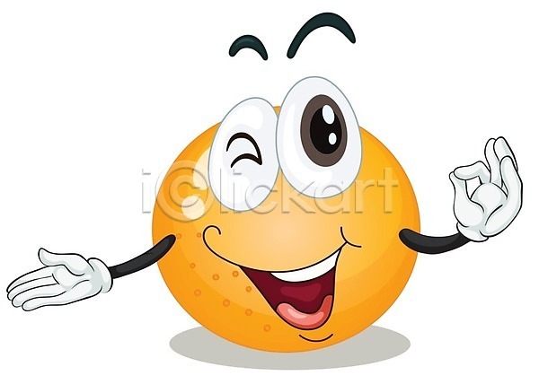 행복 사람없음 EPS 일러스트 해외이미지 노란색 미소(표정) 오렌지 음식캐릭터 클립아트 해외202004