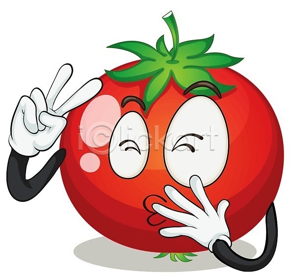 사람없음 EPS 일러스트 해외이미지 빨간색 웃음 음식캐릭터 클립아트 토마토 해외202004