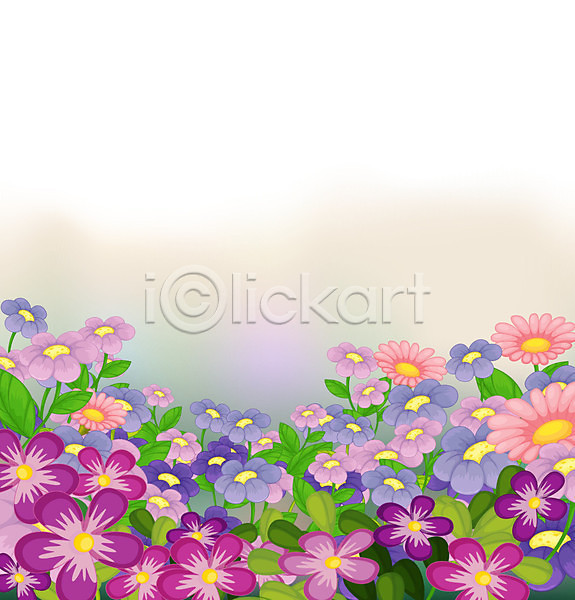 사람없음 EPS 일러스트 해외이미지 꽃 꽃무늬 보라색 분홍색 정원 해외202004