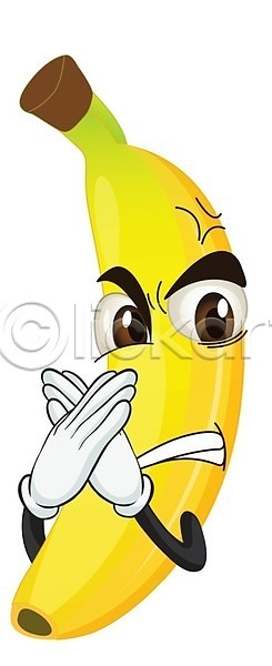 분노 사람없음 EPS 일러스트 해외이미지 노란색 바나나 음식캐릭터 클립아트 해외202004