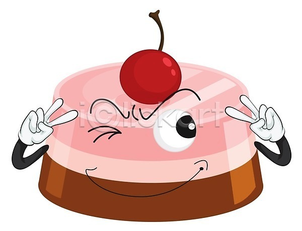 사람없음 EPS 일러스트 해외이미지 맛있는 분홍색 음식캐릭터 젤리 체리 클립아트 해외202004