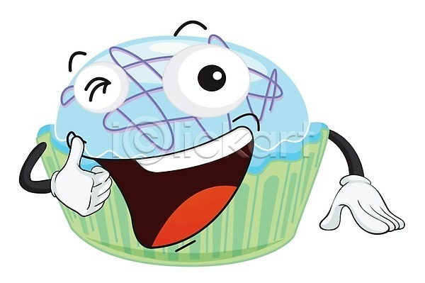 사람없음 EPS 일러스트 해외이미지 디저트 맛있는 미소(표정) 음식캐릭터 컵케이크 클립아트 해외202004