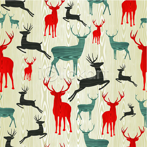 축하 사람없음 EPS 실루엣 아이콘 일러스트 템플릿 해외이미지 계절 그림 동물 디자인 모양 백그라운드 빨간색 사슴 산타클로스 순록 숲 장식 컬러풀 크리스마스 패턴 해외202004