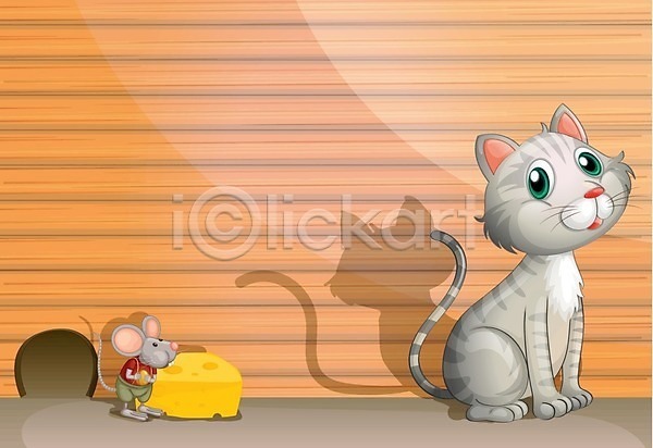 사람없음 EPS 일러스트 해외이미지 고양이 그림자 두마리 무료이미지 벽 쥐 쥐구멍 치즈 해외202004