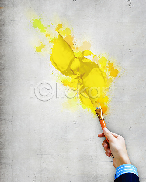 남자 사람없음 JPG 포토 해외이미지 그리기 그림 기술 노란색 덮개 디자인 미술 붓 섞기 손 스플래쉬 여름(계절) 예술가 추상 컨셉 컬러풀 페인트 페인트붓 해외202004 혼합 화가