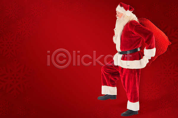 남자 노년 노인남자한명만 한명 JPG 옆모습 포토 해외이미지 빨간색 산타클로스 전신 크리스마스 해외202004