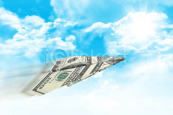 사람없음 JPG 포토 해외이미지 100달러 구름(자연) 금융 달러 돈 백그라운드 비즈니스 비행기 컨셉 파란색 하늘 해외202004