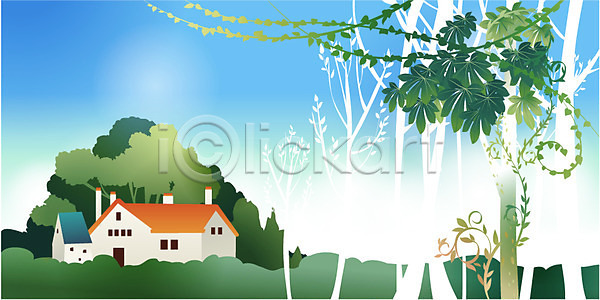 사람없음 EPS 일러스트 건축 건축물 계절 나무 나뭇잎 날씨 덩굴 마을 맑음 백그라운드 사계절 시설물 야외 여름(계절) 자연 주간 주택 줄기 하늘 현대건축