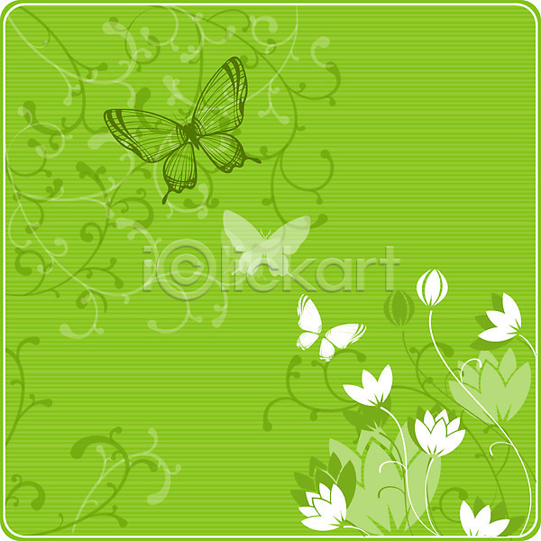 사람없음 EPS 일러스트 계절 곤충 꽃 꽃무늬 나비 백그라운드 봄 절지류 초록색 컬러