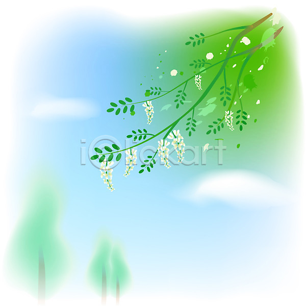 사람없음 EPS 일러스트 계절 구름(자연) 꽃 나무 백그라운드 사계절 식물 아카시아 야외 여름(계절) 입하 자연 절기 주간 풍경(경치) 하늘 향기