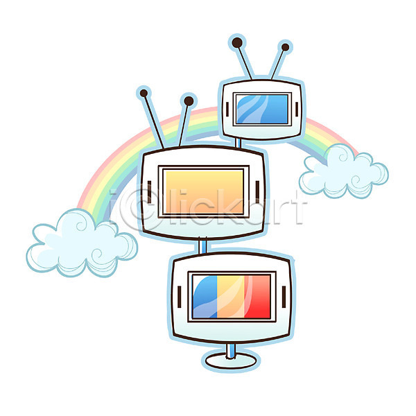 미래 희망 사람없음 EPS 아이콘 큐티아이콘 가전제품 과학 구름(자연) 모니터 무지개 스크린 안테나 영상 전자제품 정보기술 정보통신 첨단장비 텔레비전 하이테크