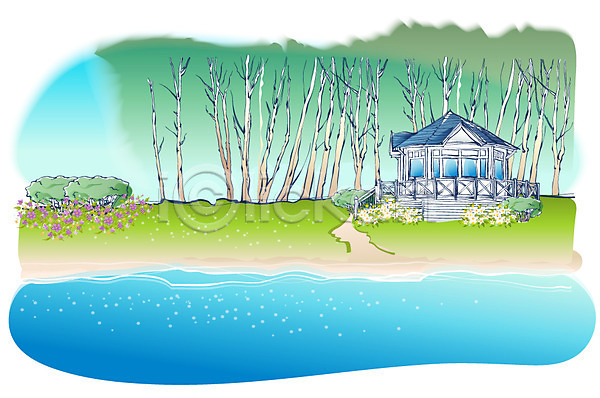 사람없음 EPS 일러스트 건물 건축물 계절 꽃 나무 마을 모래 바다 백그라운드 사계절 야외 여름(계절) 자연 주간 주택 풍경(경치) 해변 해외풍경