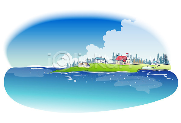 사람없음 EPS 일러스트 계절 구름(자연) 마을 바다 백그라운드 사계절 야외 여름(계절) 자연 주간 풍경(경치) 하늘 해외풍경