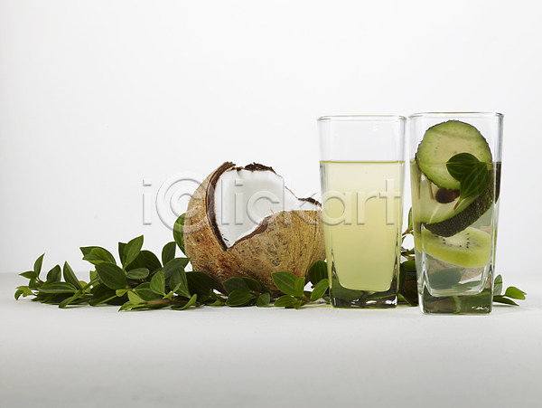 사람없음 JPG 포토 과일 과일주스 디저트 스튜디오촬영 음료 음식 잔 주스 컵 코코넛 키위