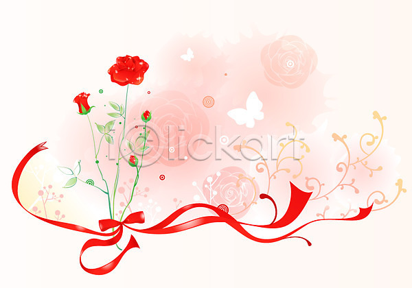 사람없음 EPS 일러스트 템플릿 꽃 꽃백그라운드 나비 리본 무늬 문양 백그라운드 빨간색 선물 식물 장미 컬러 화사함