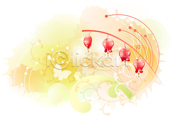 사람없음 EPS 일러스트 템플릿 꽃 꽃백그라운드 나비 무늬 문양 백그라운드 빨간색 식물 은방울꽃 컬러 화사함