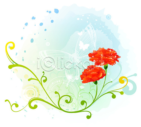 사람없음 EPS 일러스트 템플릿 꽃 꽃백그라운드 나비 무늬 문양 백그라운드 빨간색 식물 카네이션 컬러 화사함