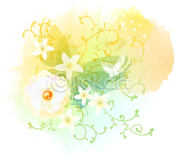사람없음 EPS 일러스트 템플릿 곤충 꽃 꽃백그라운드 나비 무늬 문양 백그라운드 식물 여러송이 재스민 화사함 흰색