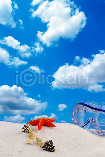 사람없음 JPG 포토 구름(자연) 맑음 모래사장 모래언덕 물안경 뭉게구름 백그라운드 불가사리 소라 스노클링 야외 여름(계절) 자연 파란색 풍경(경치) 하늘 해변