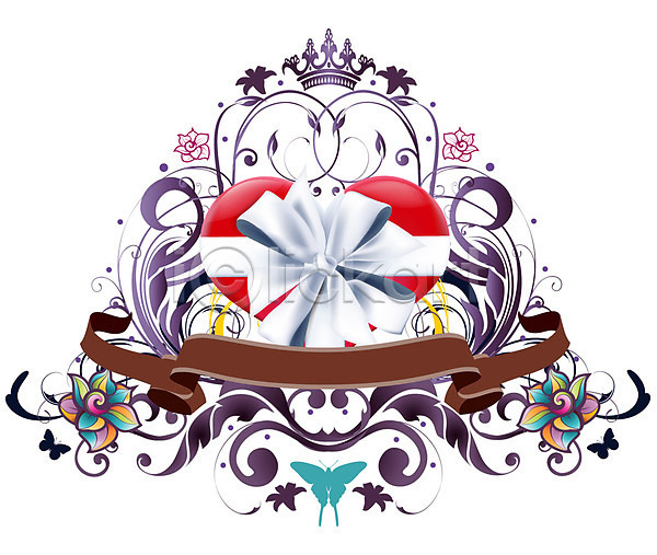 사랑 사람없음 EPS 일러스트 꽃 나비 리본 문양 발렌타인데이 백그라운드 선물 오브젝트 왕관 추상 프로포즈 하트 향기
