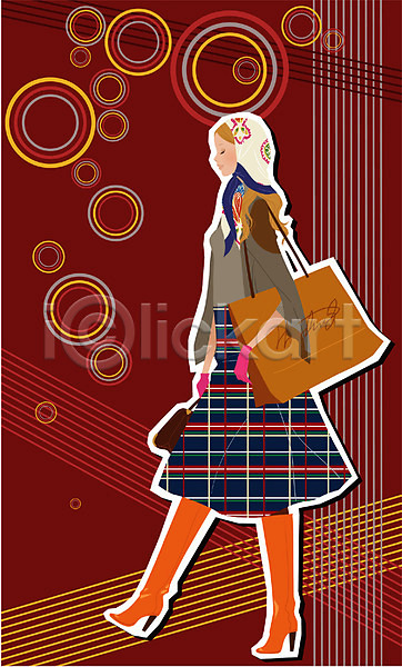 20대 사람 성인 성인여자한명만 여자 한명 EPS 일러스트 가을(계절) 가을배경 개성 계절 모델 무늬 백그라운드 쇼핑 우먼라이프 유행 패션 포즈