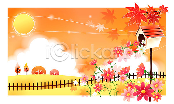 사람없음 EPS 일러스트 가을(계절) 가을배경 계절 나무 노을 단풍 바람 백그라운드 사계절 야외 언덕 오브젝트 우체통 울타리 자연 주간 코스모스(꽃) 태양 해